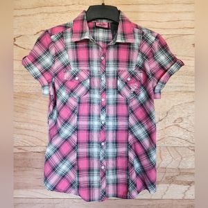 Harley Davidson Pink Label Snap Front Plaid Shirt